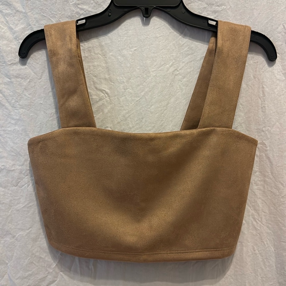 Susana Monaco Wide Strap Crop Top in Sand NWT Sz S